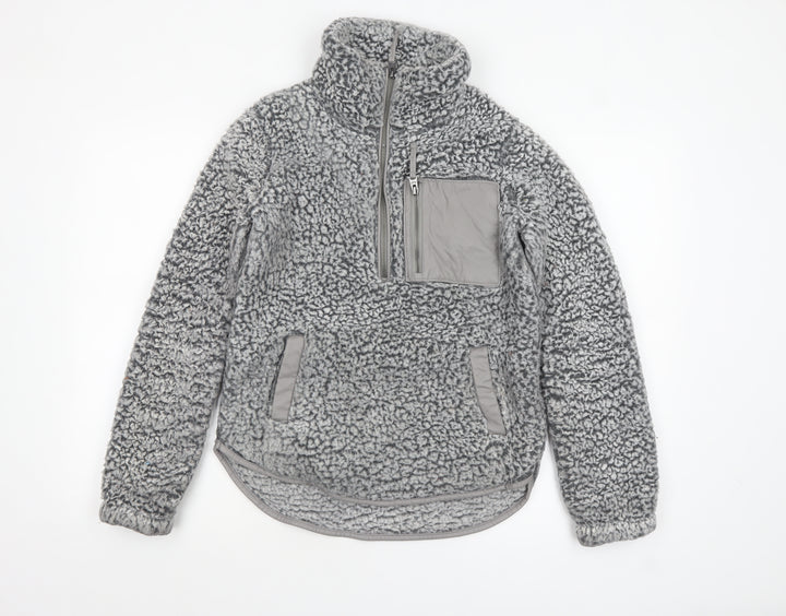 Abercrombie & Fitch Women's Grey Fleece 1/2 Zip Pullover Sweatshirt XXS