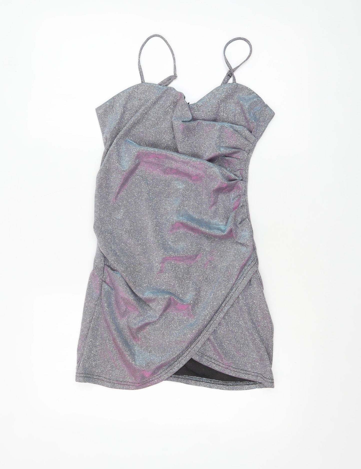 Cider Women's Silver Glitter Bodycon Party Mini Dress Size S