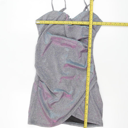 Cider Women's Silver Glitter Bodycon Party Mini Dress Size S