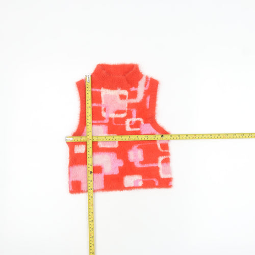 Vintage Supply Women's Red Geometric Cropped Roll Neck Tank Top Size 8