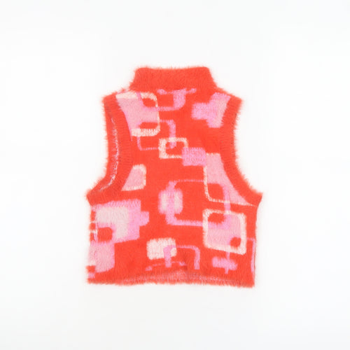 Vintage Supply Women's Red Geometric Cropped Roll Neck Tank Top Size 8