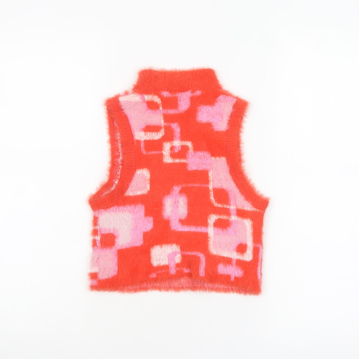 Vintage Supply Women's Red Geometric Cropped Roll Neck Tank Top Size 8