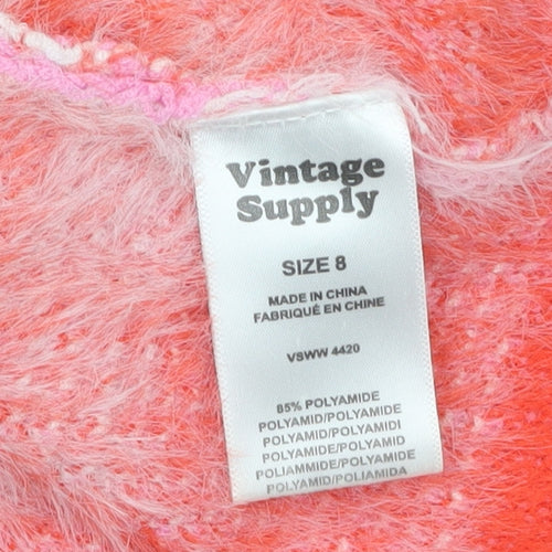 Vintage Supply Women's Red Geometric Cropped Roll Neck Tank Top Size 8