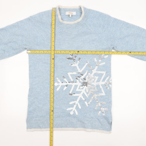 Next Women Blue Sequin Snowflake Christmas Jumper Size S