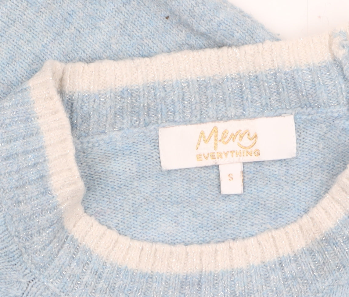 Next Women Blue Sequin Snowflake Christmas Jumper Size S