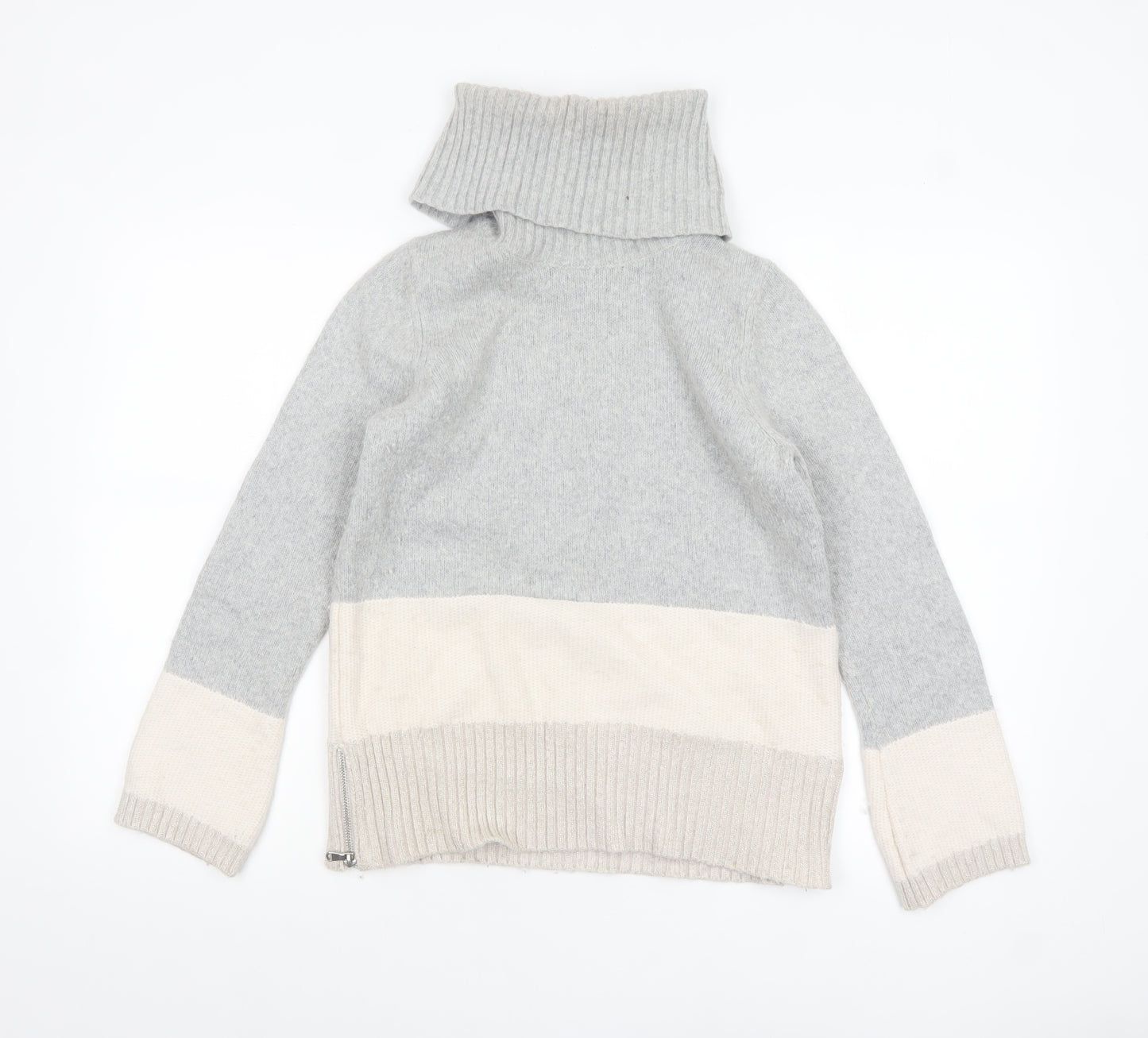 Mint Velvet Women Grey Roll Neck Chunky Knit Jumper Size 10