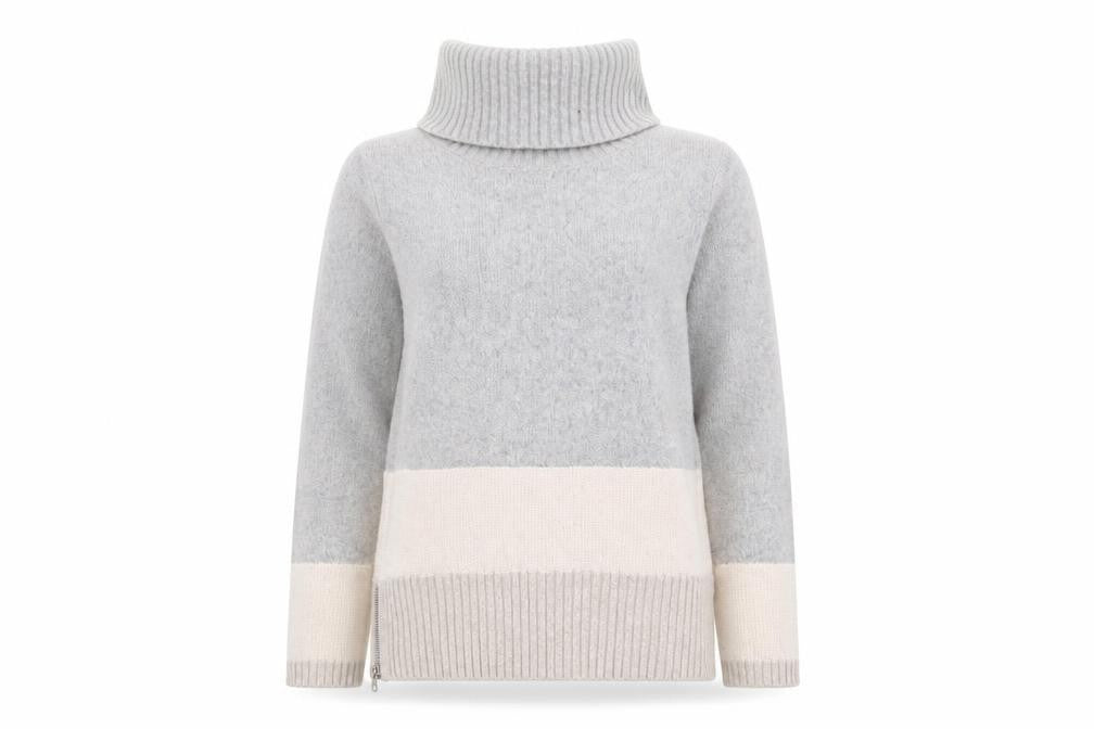 Mint Velvet Women Grey Roll Neck Chunky Knit Jumper Size 10