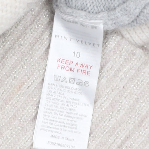Mint Velvet Women Grey Roll Neck Chunky Knit Jumper Size 10