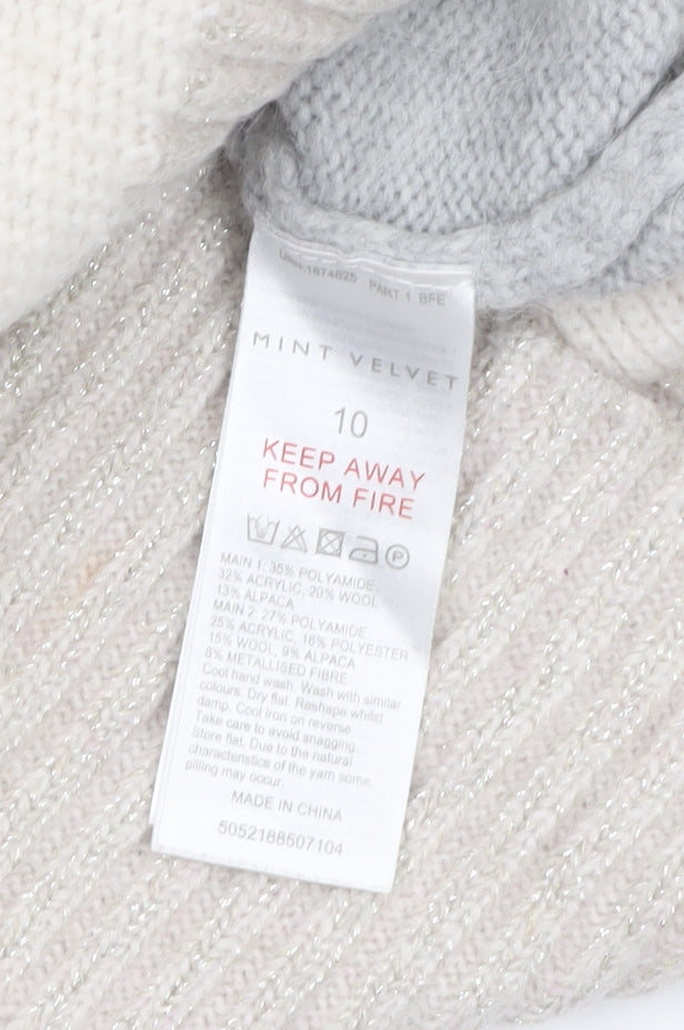 Mint Velvet Women Grey Roll Neck Chunky Knit Jumper Size 10