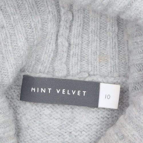 Mint Velvet Women Grey Roll Neck Chunky Knit Jumper Size 10