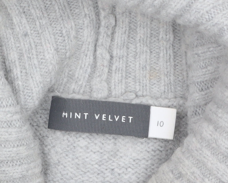 Mint Velvet Women Grey Roll Neck Chunky Knit Jumper Size 10
