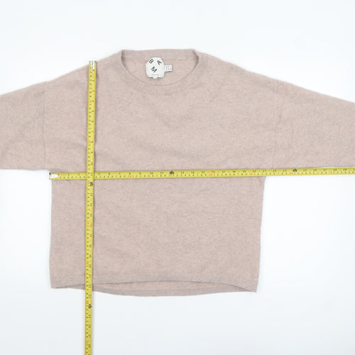 BAM Women Beige Wool Crew Neck Long Sleeve Pullover L Jumper