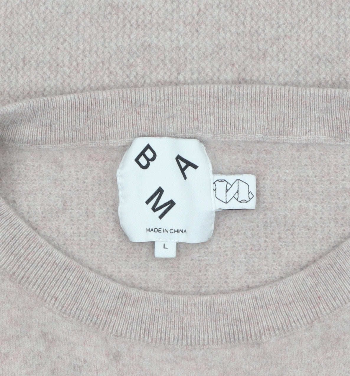 BAM Women Beige Wool Crew Neck Long Sleeve Pullover L Jumper