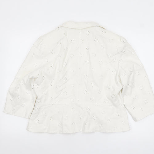 Marks and Spencer Women Ivory Linen Blend 3/4 Sleeve Blazer Size 16