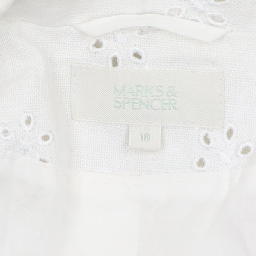 Marks and Spencer Women Ivory Linen Blend 3/4 Sleeve Blazer Size 16