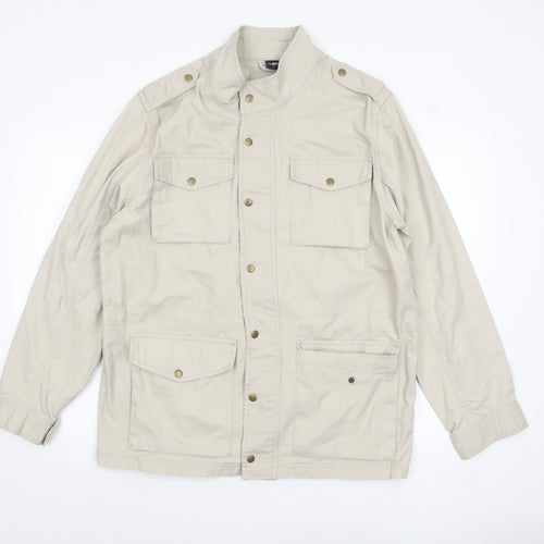 Cotton Traders Men’s Beige Military Jacket XL Cotton Mid-Length