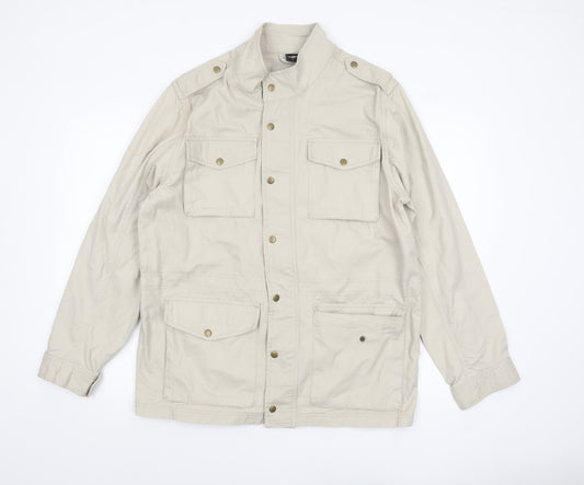 Cotton Traders Men’s Beige Military Jacket XL Cotton Mid-Length