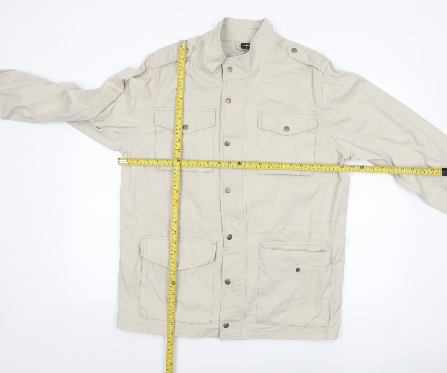 Cotton Traders Men’s Beige Military Jacket XL Cotton Mid-Length