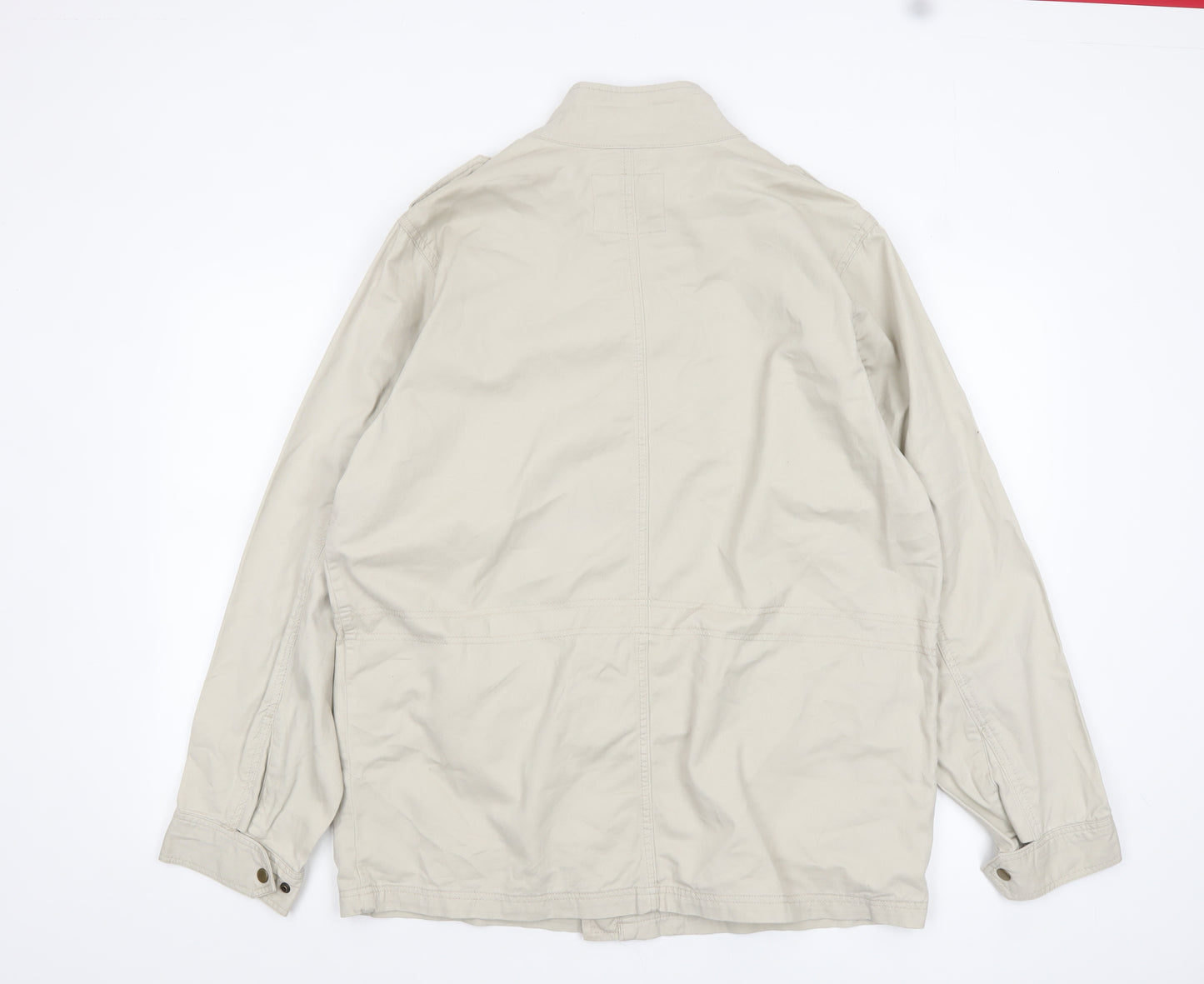 Cotton Traders Men’s Beige Military Jacket XL Cotton Mid-Length