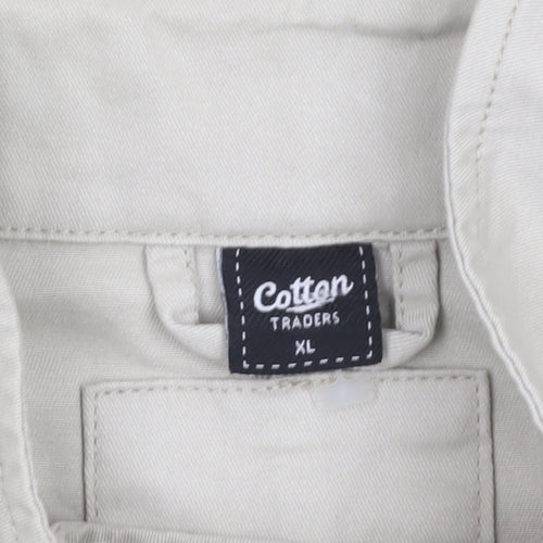 Cotton Traders Men’s Beige Military Jacket XL Cotton Mid-Length