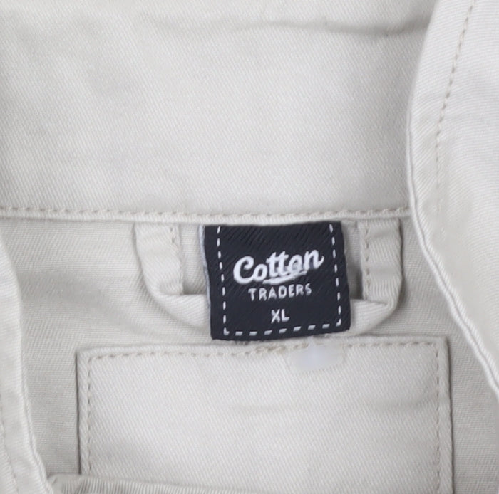 Cotton Traders Men’s Beige Military Jacket XL Cotton Mid-Length