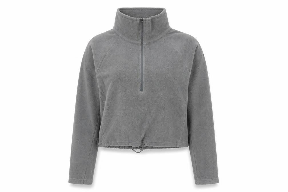 Front view of Columbia Women’s Grey Fleece Pullover Sweatshirt Small 1/2 Zip Warm