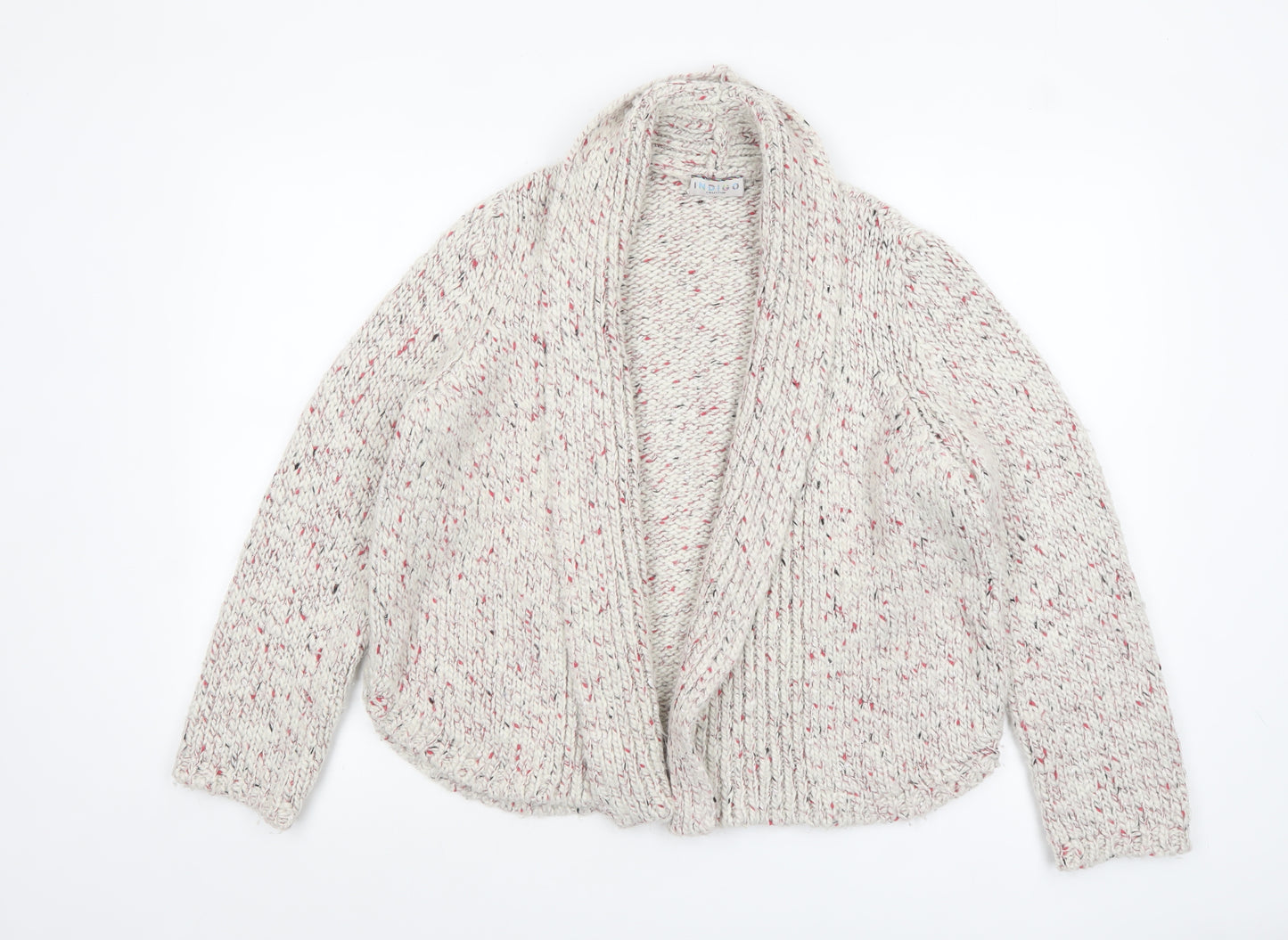 Marks and Spencer Women Beige Chunky Knit Open Cardigan Size 16
