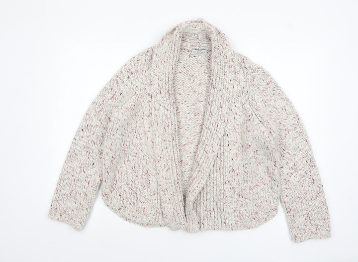 Marks and Spencer Women Beige Chunky Knit Open Cardigan Size 16