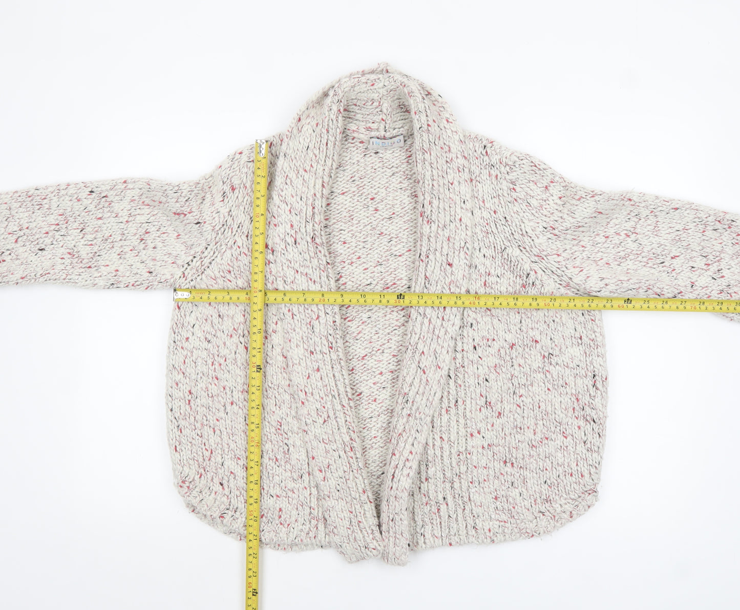Marks and Spencer Women Beige Chunky Knit Open Cardigan Size 16