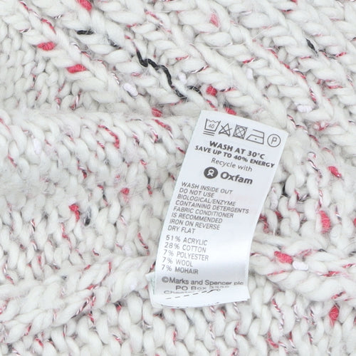 Marks and Spencer Women Beige Chunky Knit Open Cardigan Size 16