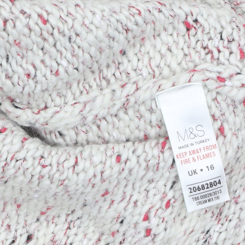 Marks and Spencer Women Beige Chunky Knit Open Cardigan Size 16