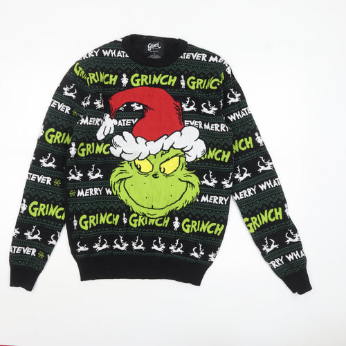 Primark Men's Black Grinch Christmas Pullover Jumper Size L