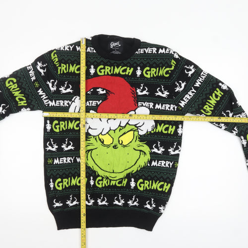 Primark Men's Black Grinch Christmas Pullover Jumper Size L