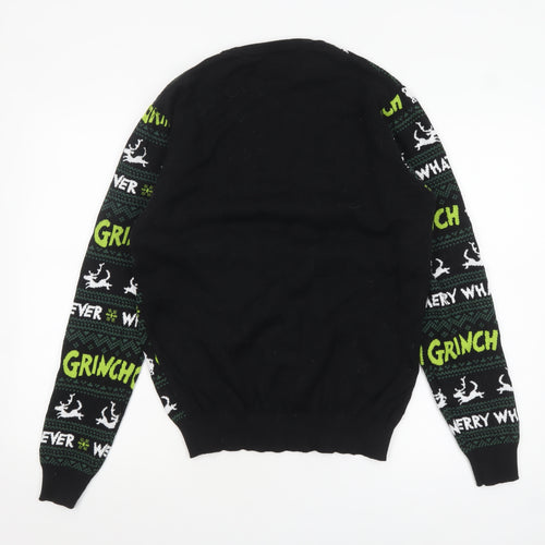 Primark Men's Black Grinch Christmas Pullover Jumper Size L