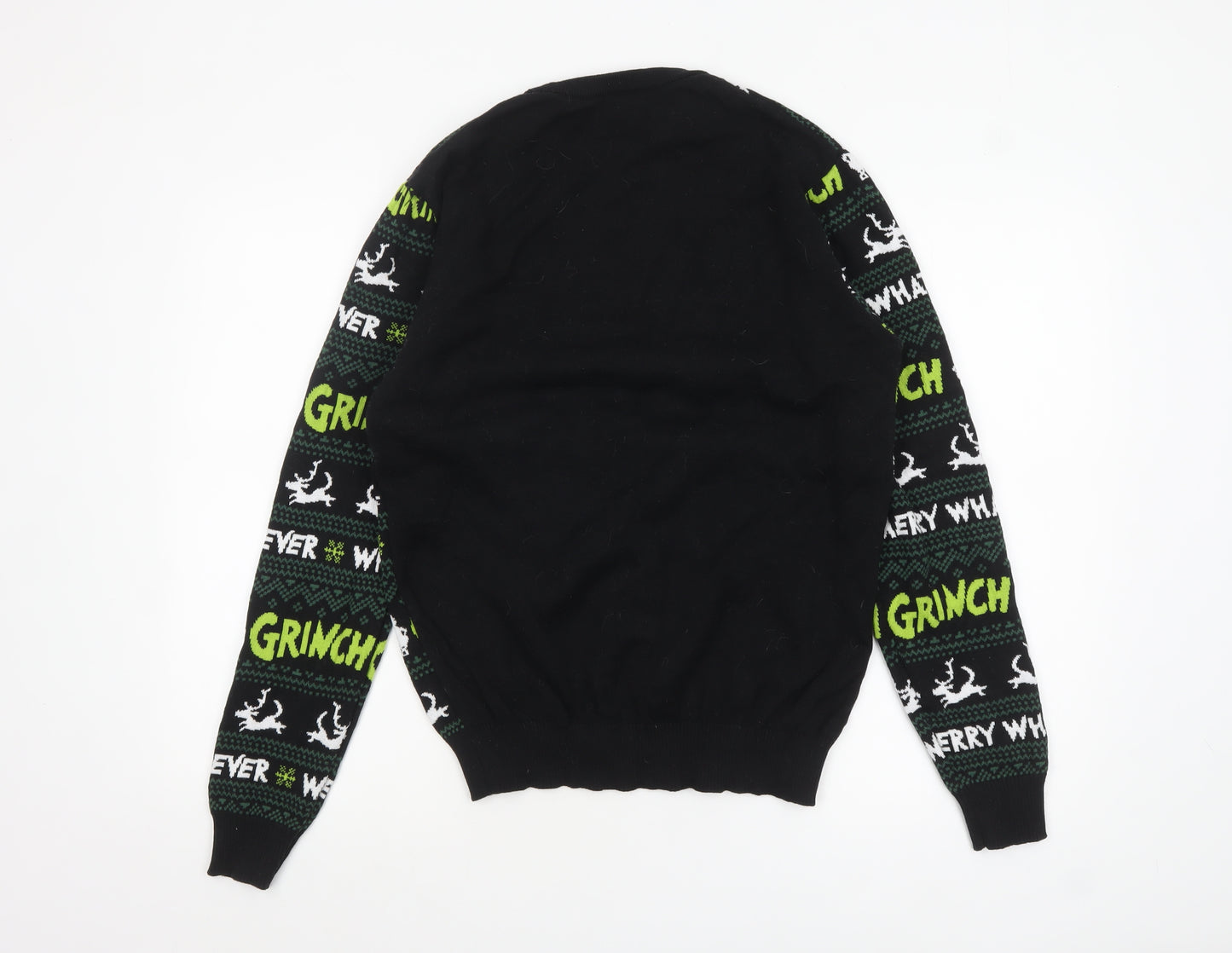 Primark Men's Black Grinch Christmas Pullover Jumper Size L