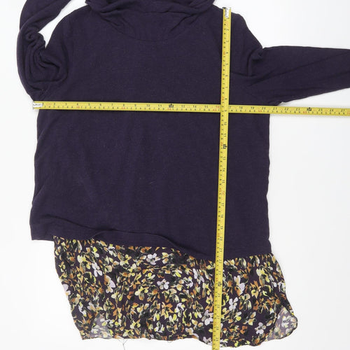 Phase Eight Women’s Purple Floral Hem Cowl Neck Tunic Jumper Size 16