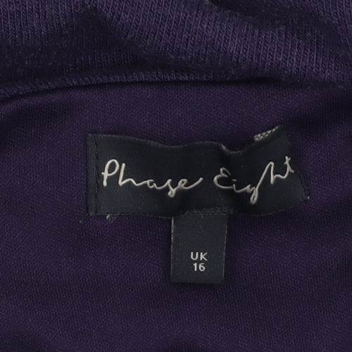 Phase Eight Women’s Purple Floral Hem Cowl Neck Tunic Jumper Size 16