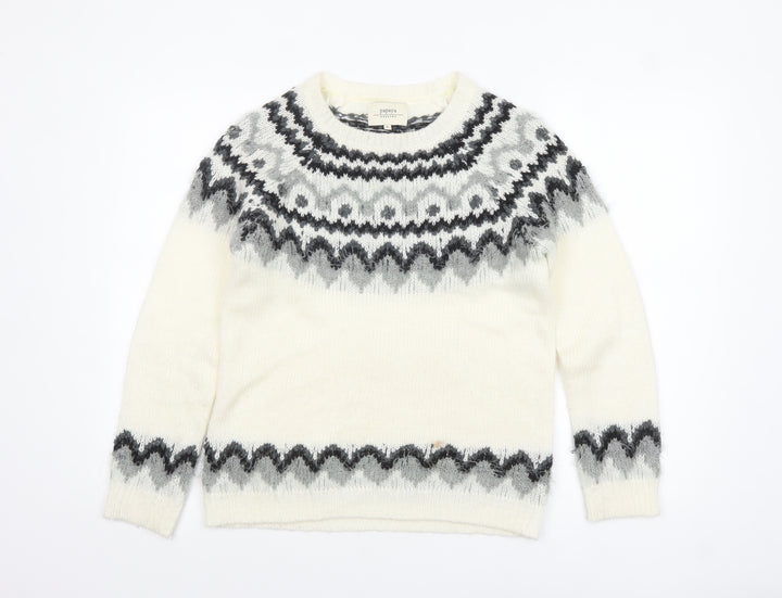 Papaya Weekend Women Ivory Fair Isle Knit Jumper Small