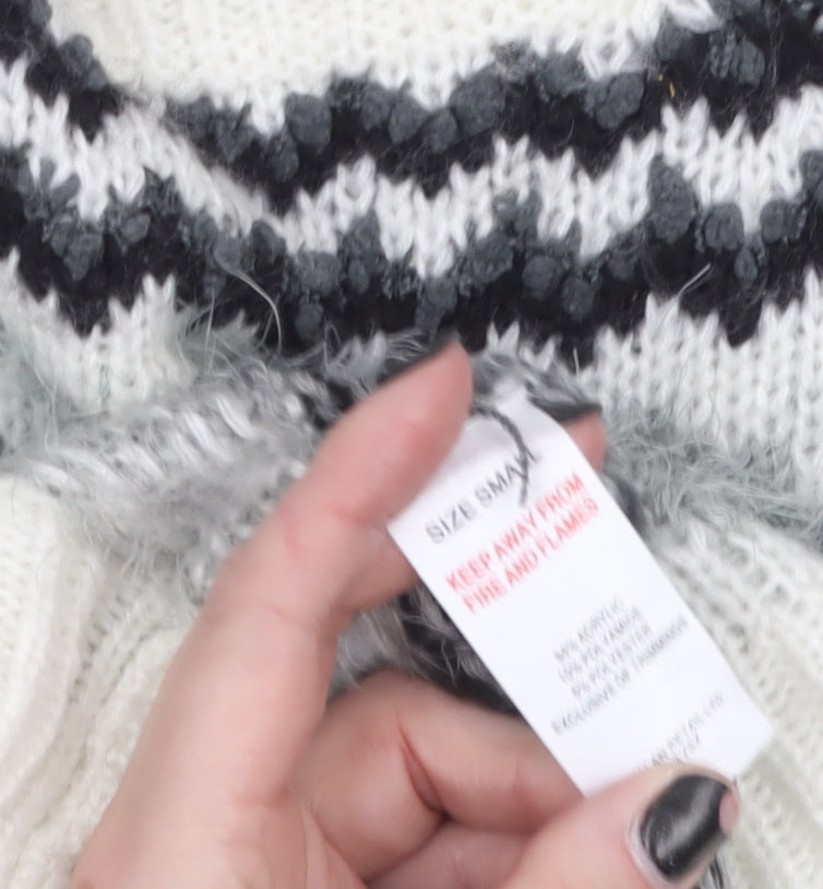 Papaya Weekend Women Ivory Fair Isle Knit Jumper Small