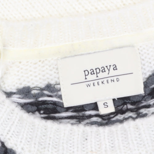 Papaya Weekend Women Ivory Fair Isle Knit Jumper Small