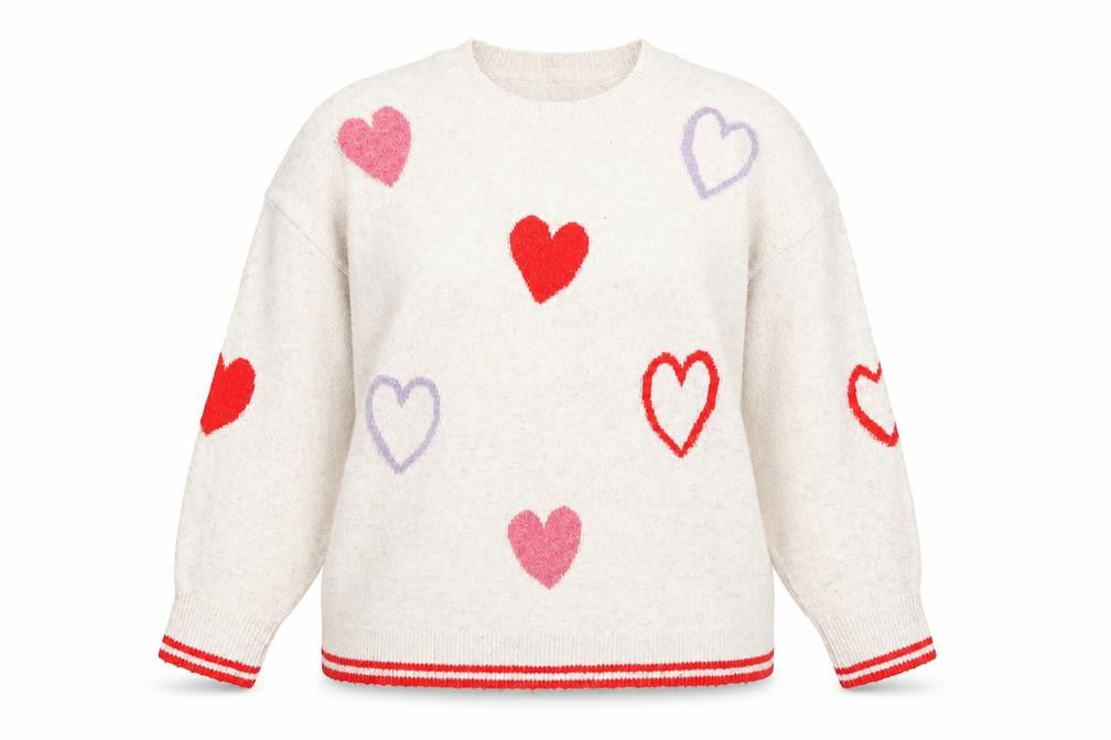 Front view of F&F Women’s Ivory Heart Knit jumper XL