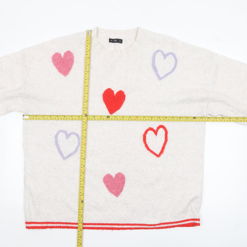 F&F Women’s Ivory Heart Knit Pullover Jumper XL