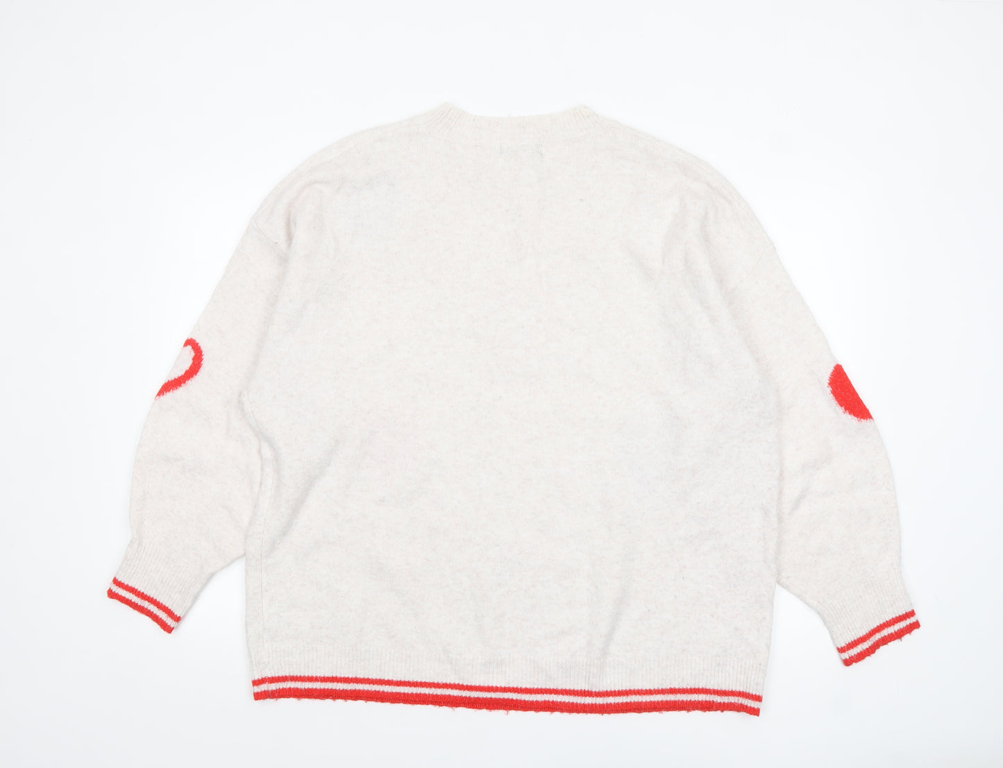 F&F Women’s Ivory Heart Knit Pullover Jumper XL