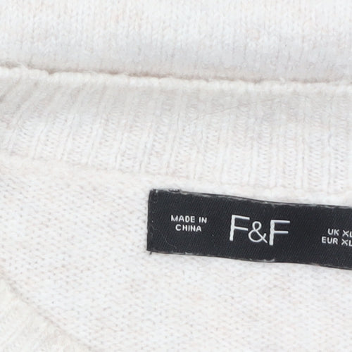 F&F Women’s Ivory Heart Knit Pullover Jumper XL