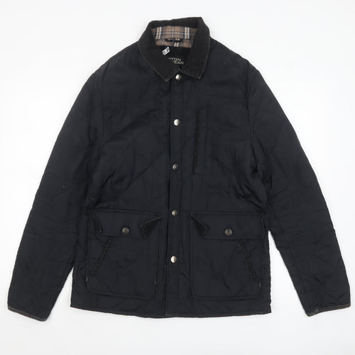 Burton Menswear Men's Black Quilted Jacket Medium Cord Collar