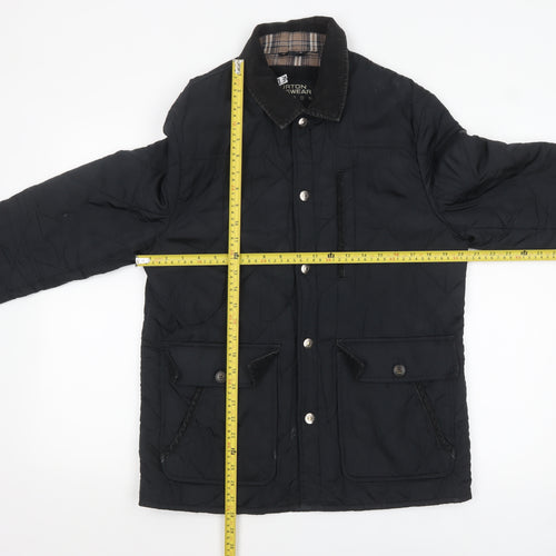 Burton Menswear Men's Black Quilted Jacket Medium Cord Collar