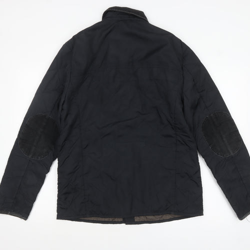 Burton Menswear Men's Black Quilted Jacket Medium Cord Collar