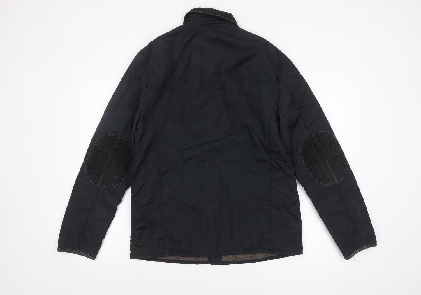 Burton Menswear Men's Black Quilted Jacket Medium Cord Collar