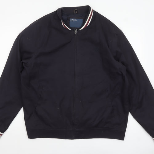 EASY Mens Blue Bomber Jacket XL Full Zip Casual Cotton Blend