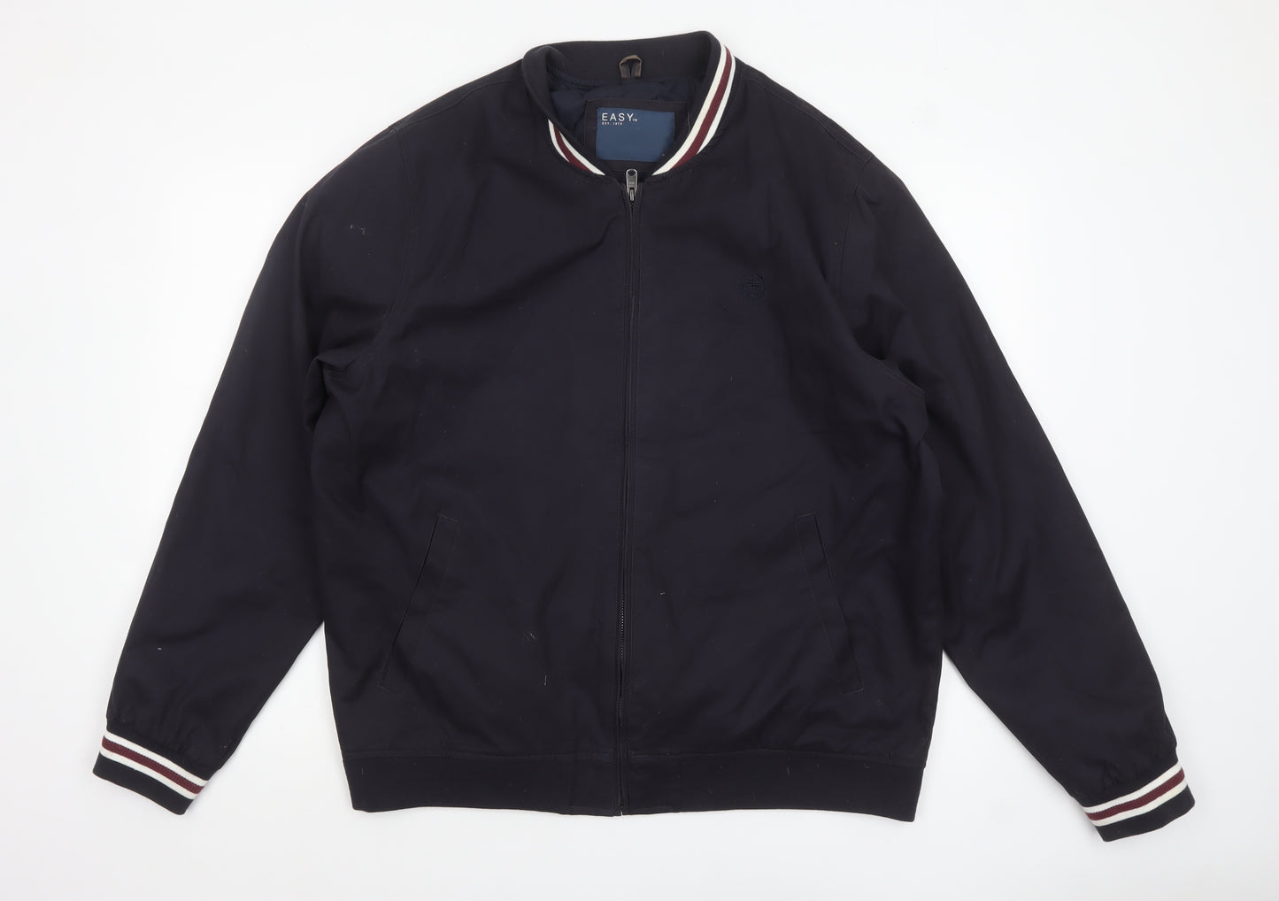 EASY Mens Blue Bomber Jacket XL Full Zip Casual Cotton Blend